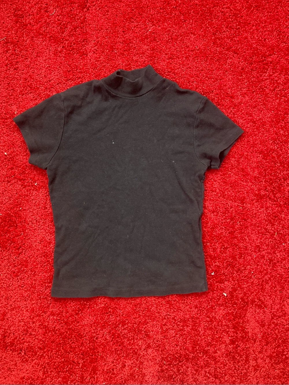 Brandy Melville Black Short Sleeve Mock Neck Tee
